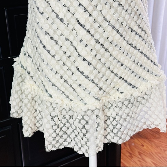 Vintage Y2K Charlotte Russe White and Blue Striped and Polka Dot Lace Top Size M - Picture 4 of 13